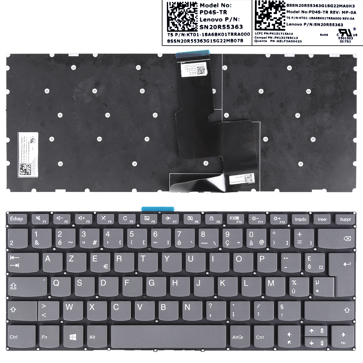 Picture of New Replacement Laptop Keyboard For Lenovo IdeaPad 330-14ikb  GRAY win8(Without FRAME) FR Layout